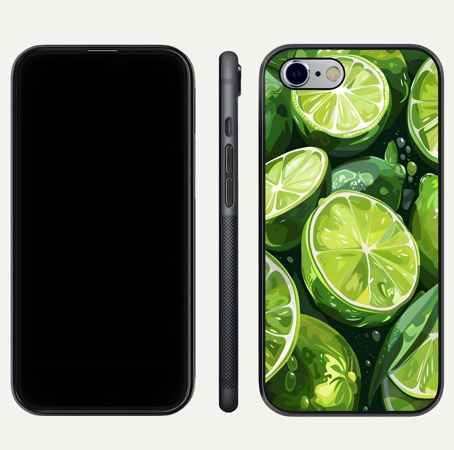 Green Lemon Glass Case for iPhone 16 Pro front and back view layout displaying vibrant yellow-green hues and smooth edges