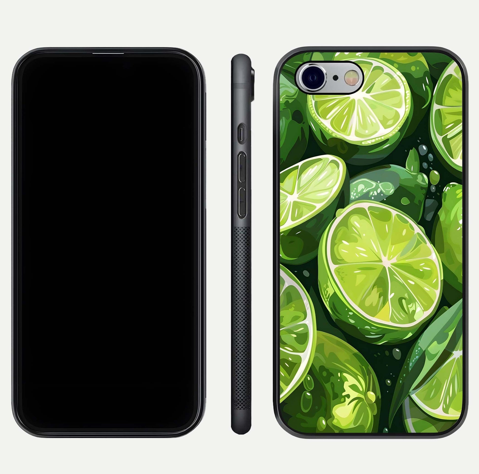 Green Lemon Glass Case for iPhone 16 Pro front and back view layout displaying vibrant yellow-green hues and smooth edges