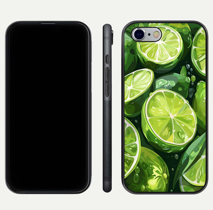 Green Lemon Glass Case for iPhone 16 Pro front and back view layout displaying vibrant yellow-green hues and smooth edges