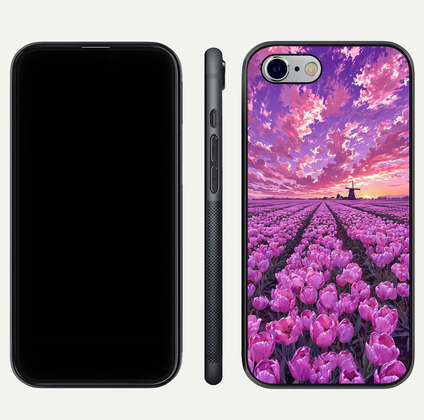 Lavender Dream Skies Glass Case for iPhone 16 Pro front and back view layout highlighting dreamy sky gradient