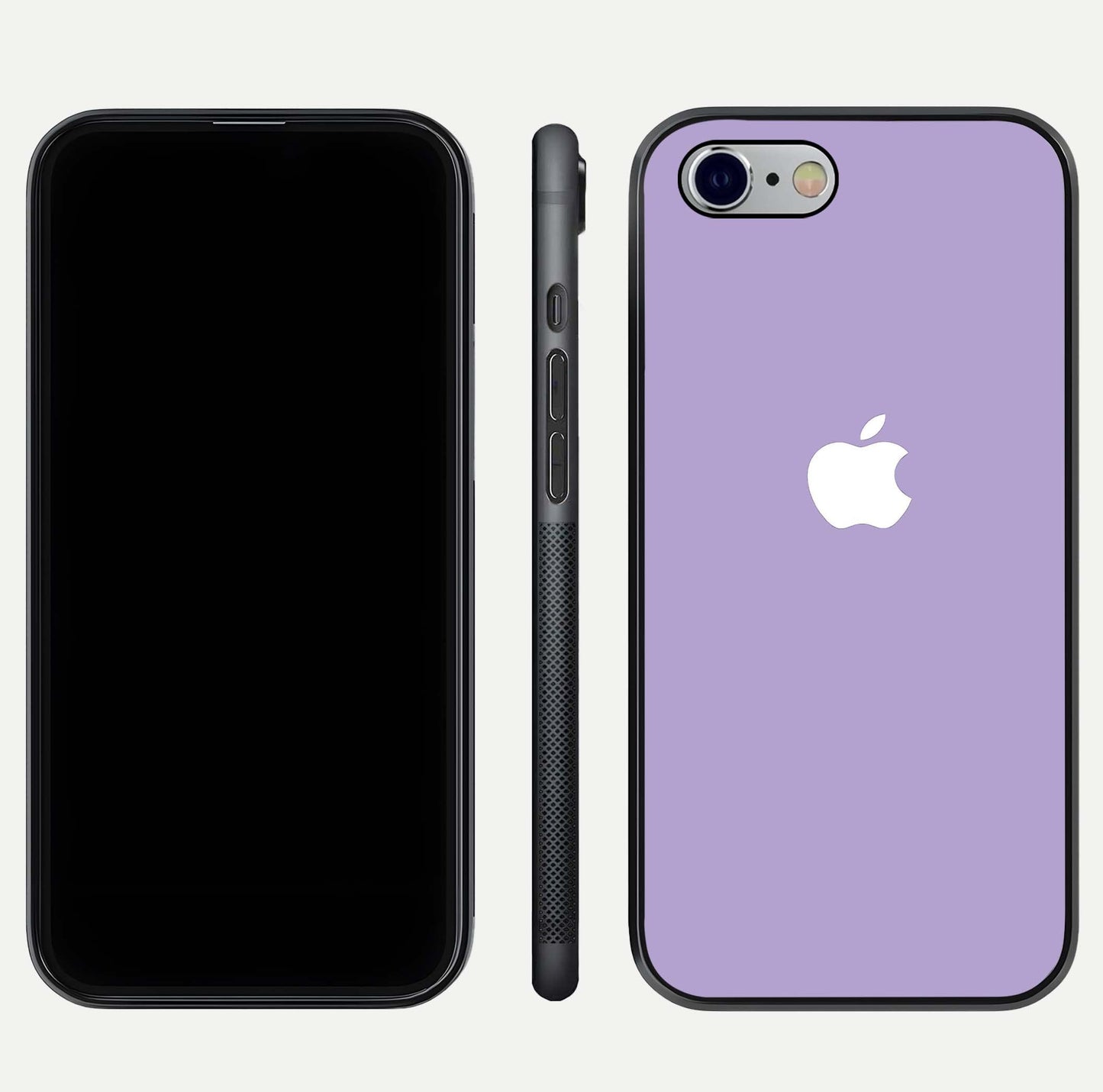 Lavender Soft Minimal Glass Case for iPhone 16 Pro front and back view layout highlighting soft hue and curved edges
