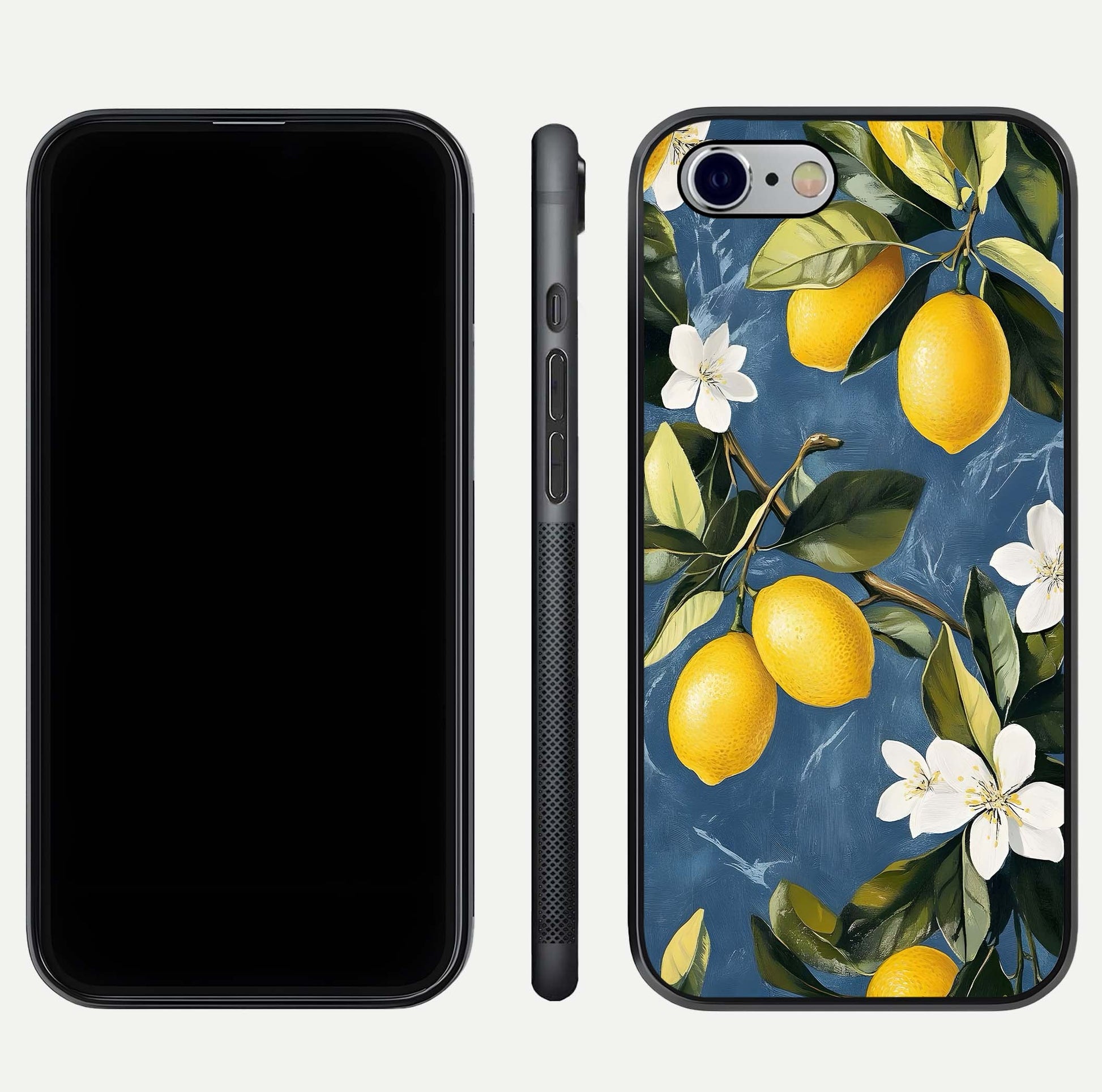 Lemon Dream Garden Glass Case for iPhone 16 Pro front and back view layout highlighting garden tones and edges