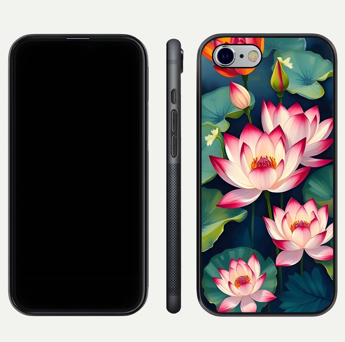 Lotus Dream Serenity Glass Case for iPhone 16 Pro front & back layout with elegant finish and edge curve