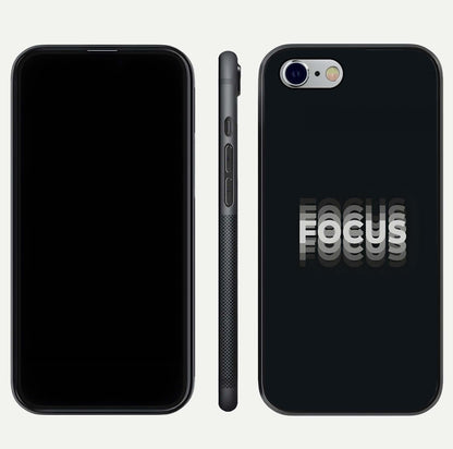Mono Focus Vision Glass Case for iPhone 16 Pro front & back layout showing clean focus lines and curved edges