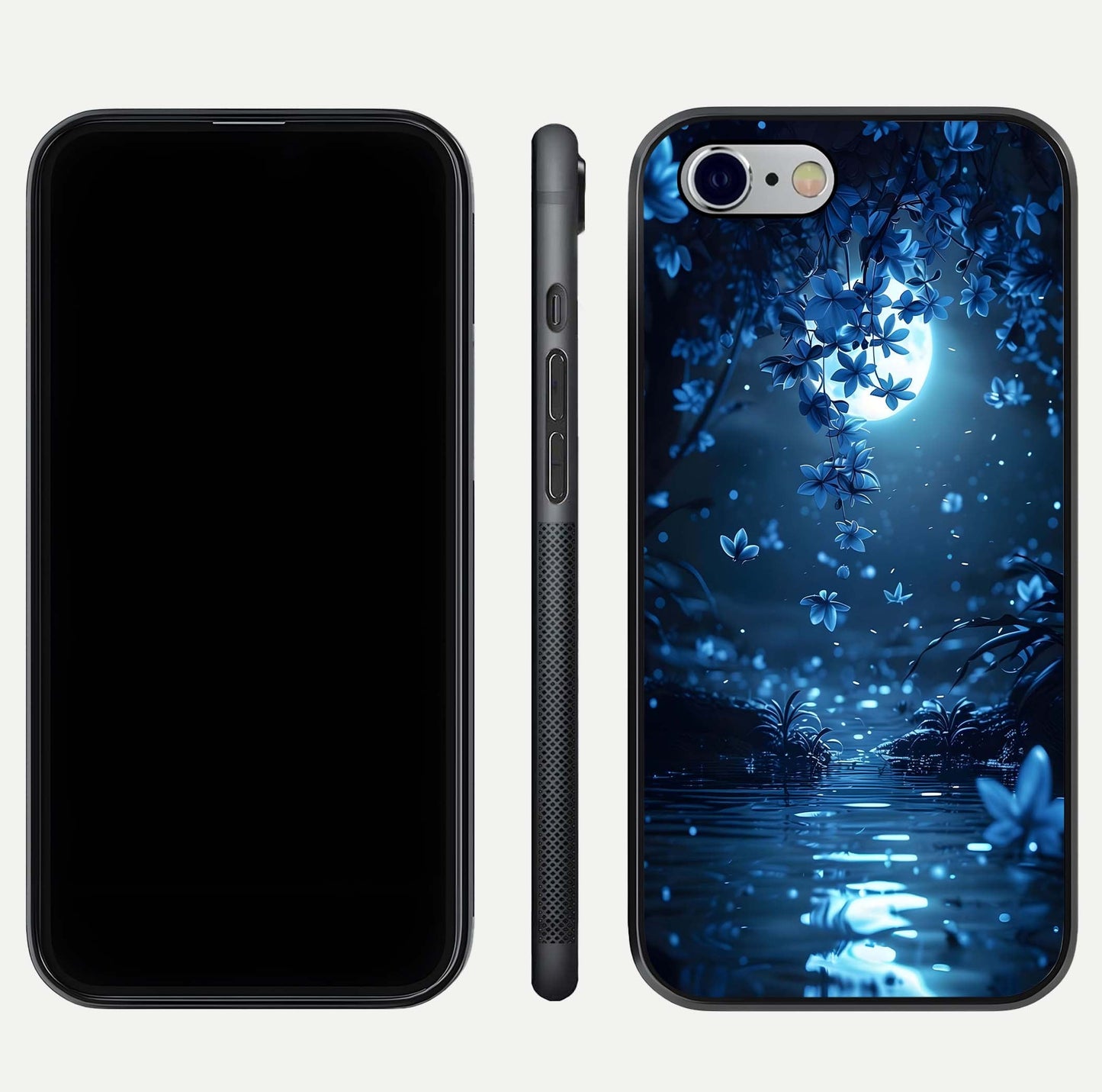 Moonlight Petal Dream Glass Case for iPhone 16 Pro front & back layout highlighting soft pastel tones