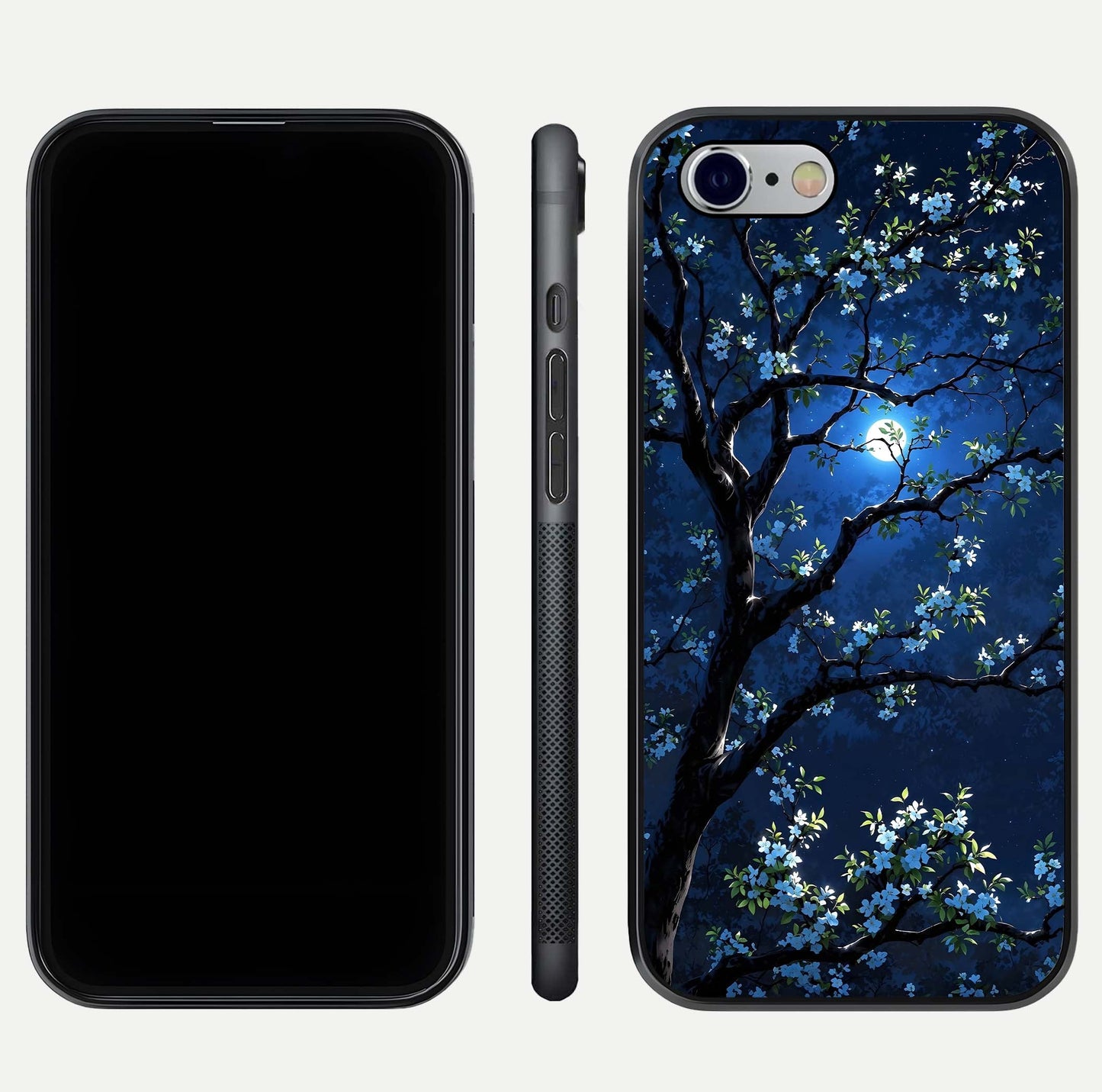 Mystic Floral Night Glass Case for iPhone 16 Pro front & back layout showing elegant floral art and smooth edges