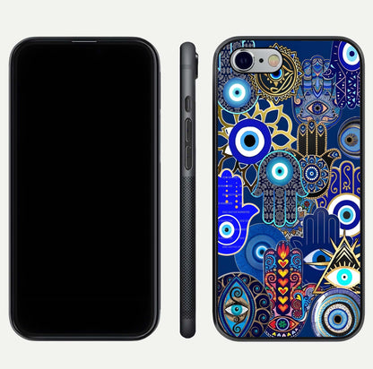 Mystic Palm Guard Glass Case for iPhone 16 Pro front & back layout highlighting spiritual art and edge finish