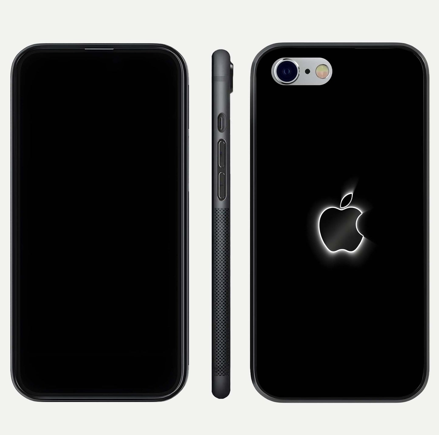 Neon Apple Glow Glass Case for iPhone 16 Pro front & back layout showing bright tones and edge curve
