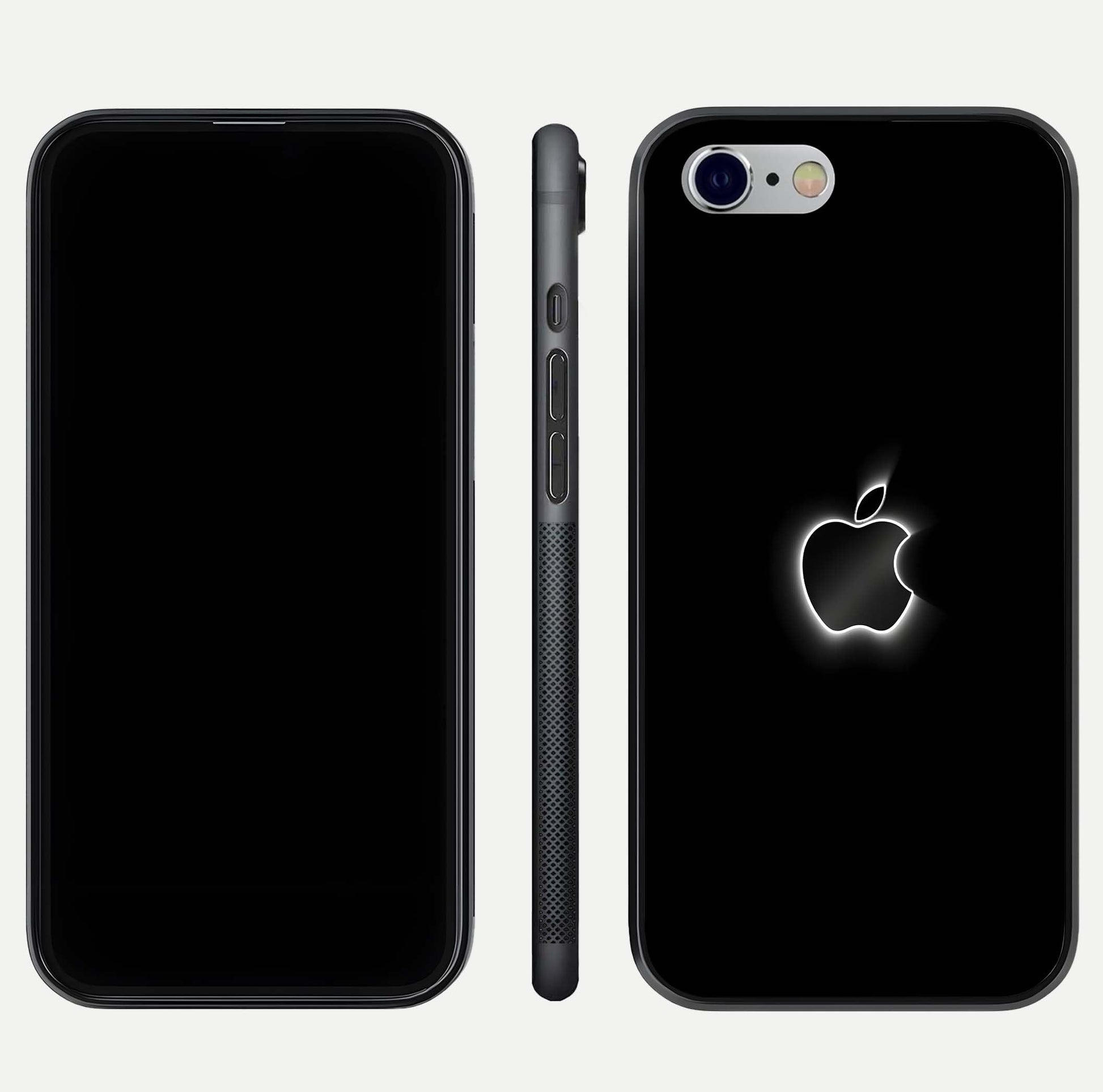 Neon Apple Glow Glass Case for iPhone 16 Pro front & back layout showing bright tones and edge curve
