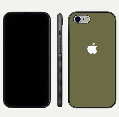 Olive Matte Essence Glass Case for iPhone 16 Pro front & back layout highlighting simple design and clean edges