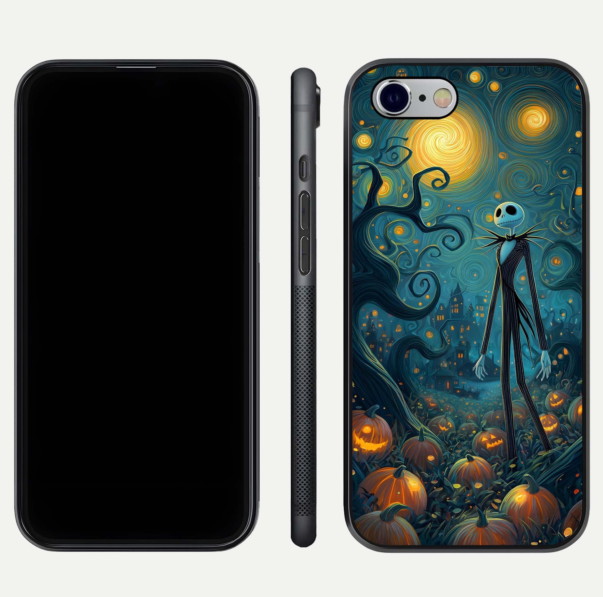 Pumpkin Moonlight Tale Glass Case for iPhone 16 Pro front & back layout showing festive orange tone and edges