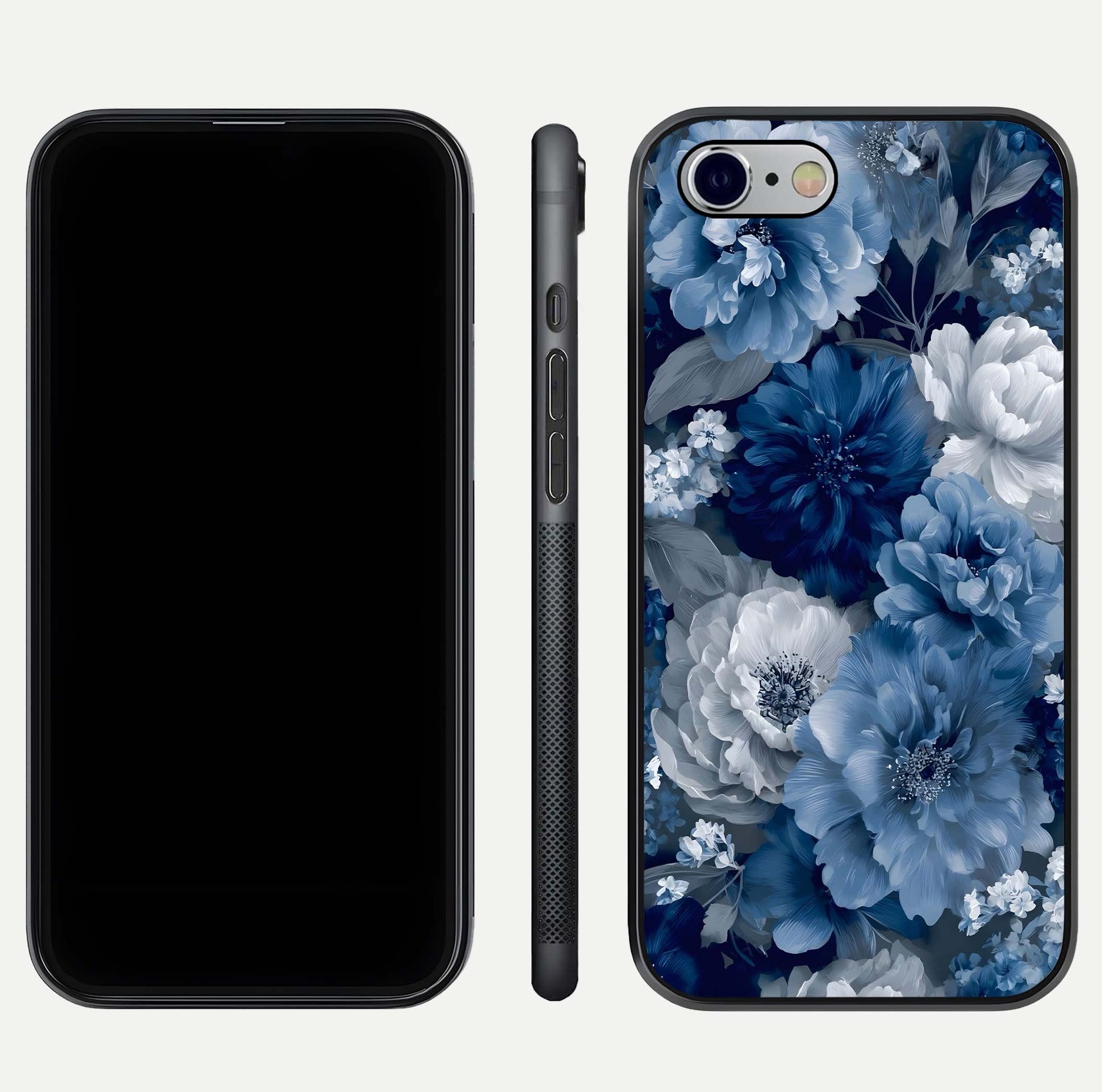 Royal Bloom Garden Glass Case for iPhone 16 Pro front & back layout showing soft tones and curved glass design