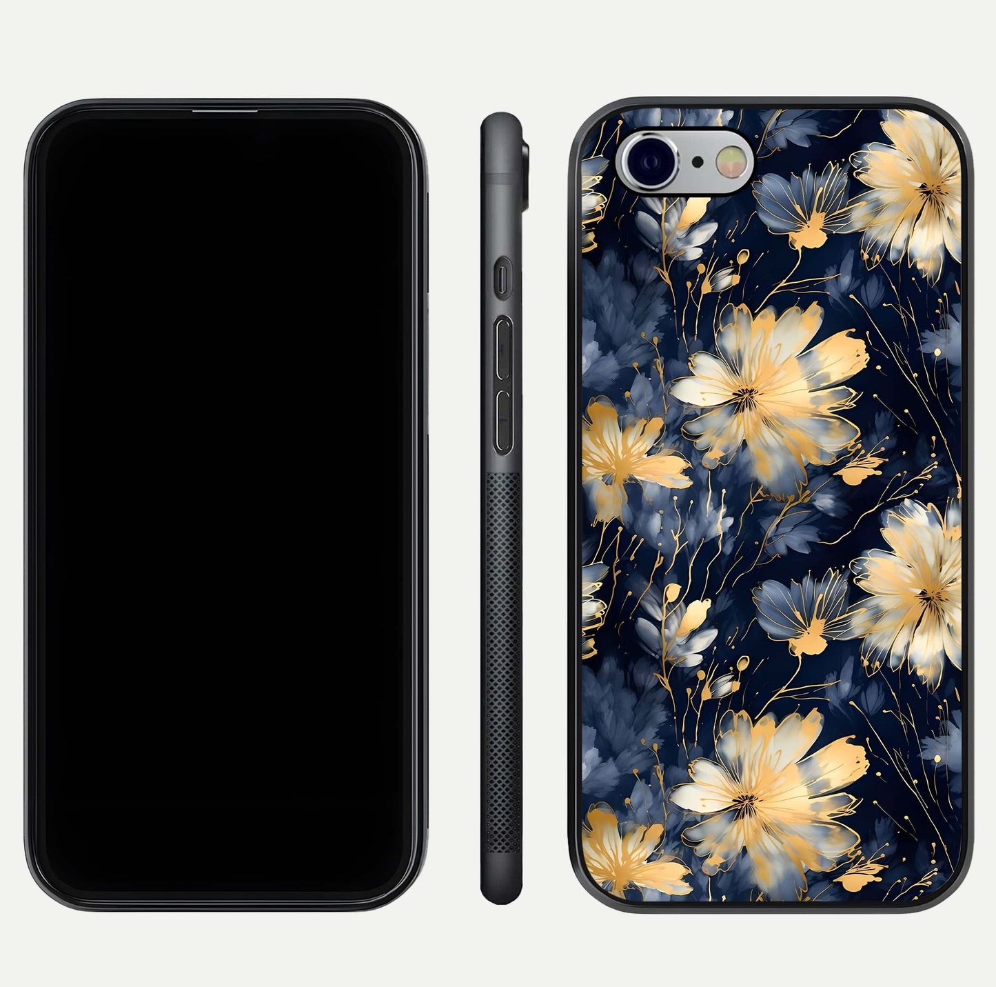 Royal Petal Dream Glass Case for iPhone 16 Pro front & back layout showing floral pattern and clean edge finish