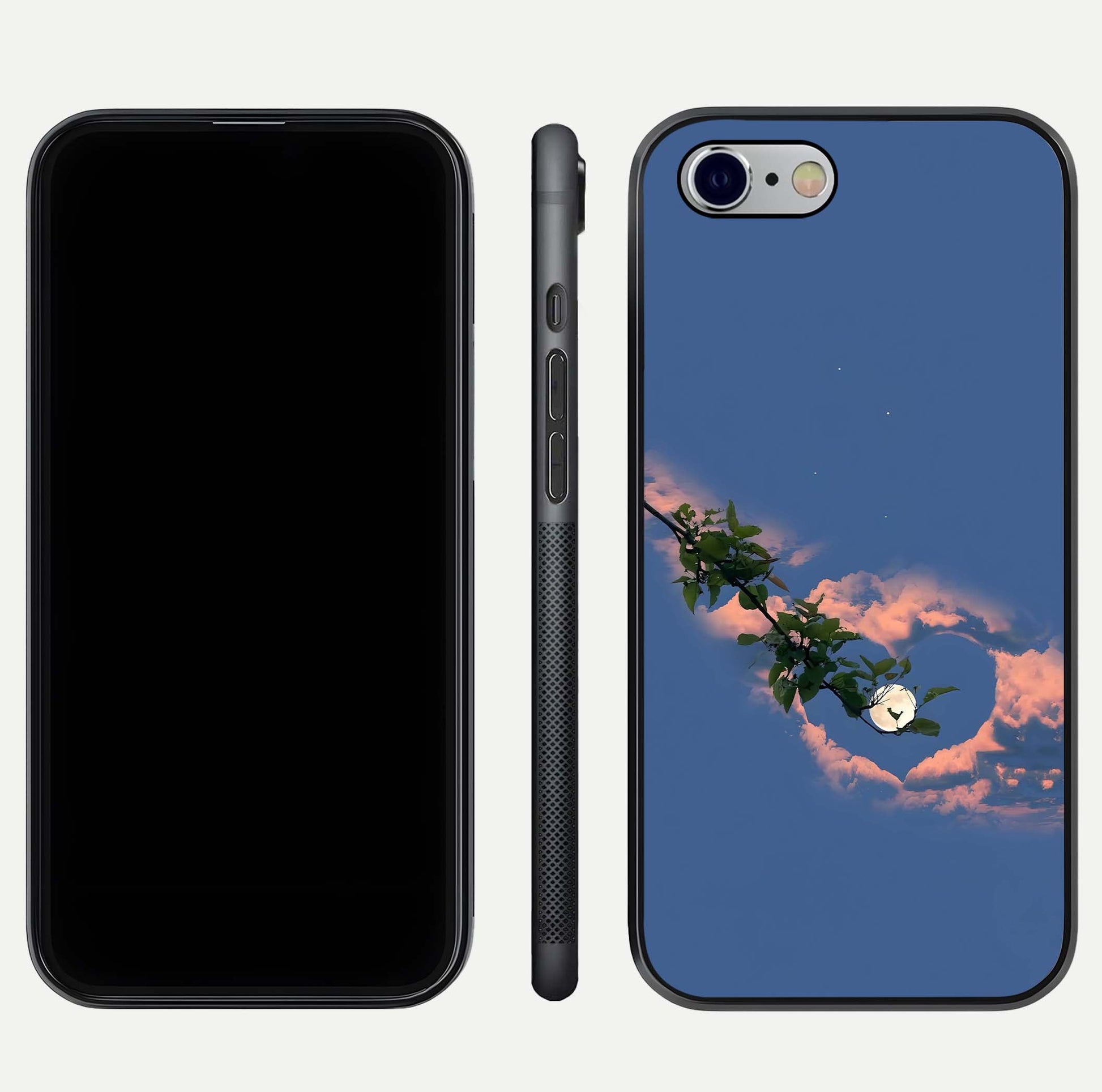 Sky Under Tree Glass Case for iPhone 16 Pro front & back layout showing sky tones and curved glass edge