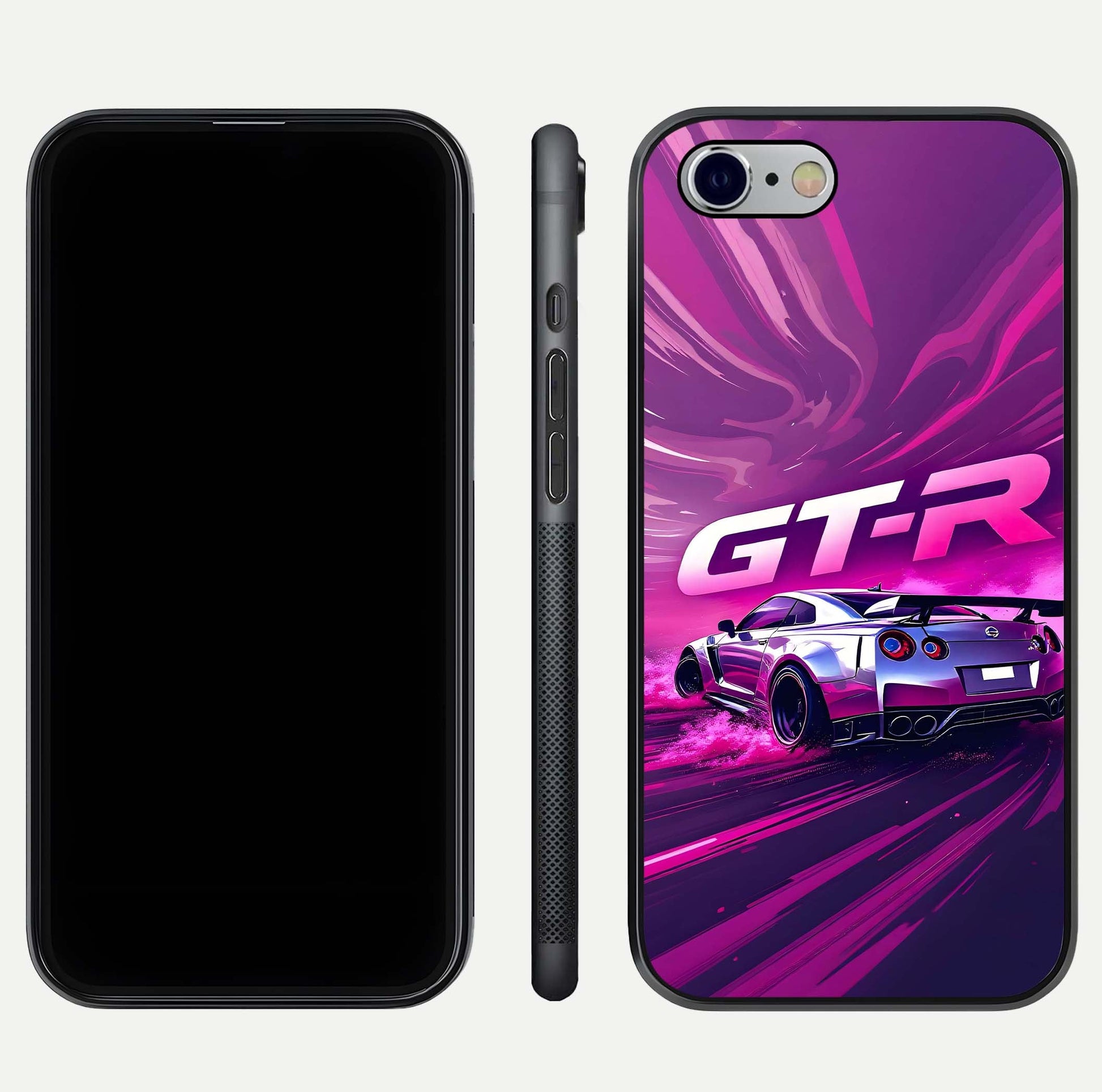 Speed Drift Legend Glass Case for iPhone 16 Pro front & back layout showing bold tones and smooth edges