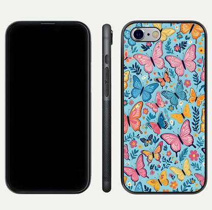 Spring Wing Garden Glass Case for iPhone 16 Pro front & back layout showing soft tones and elegant glass design