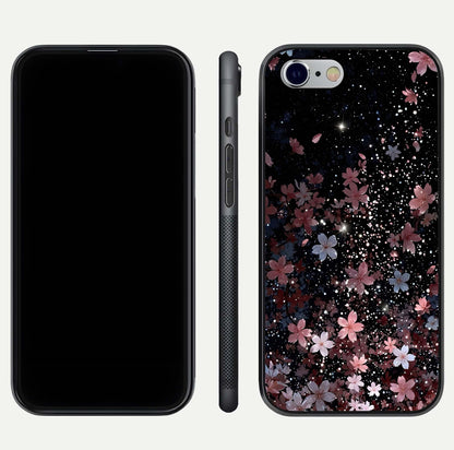 Starlit Flower Dreams Glass Case for iPhone 16 Pro front & back layout showing soft bloom design and curved edge