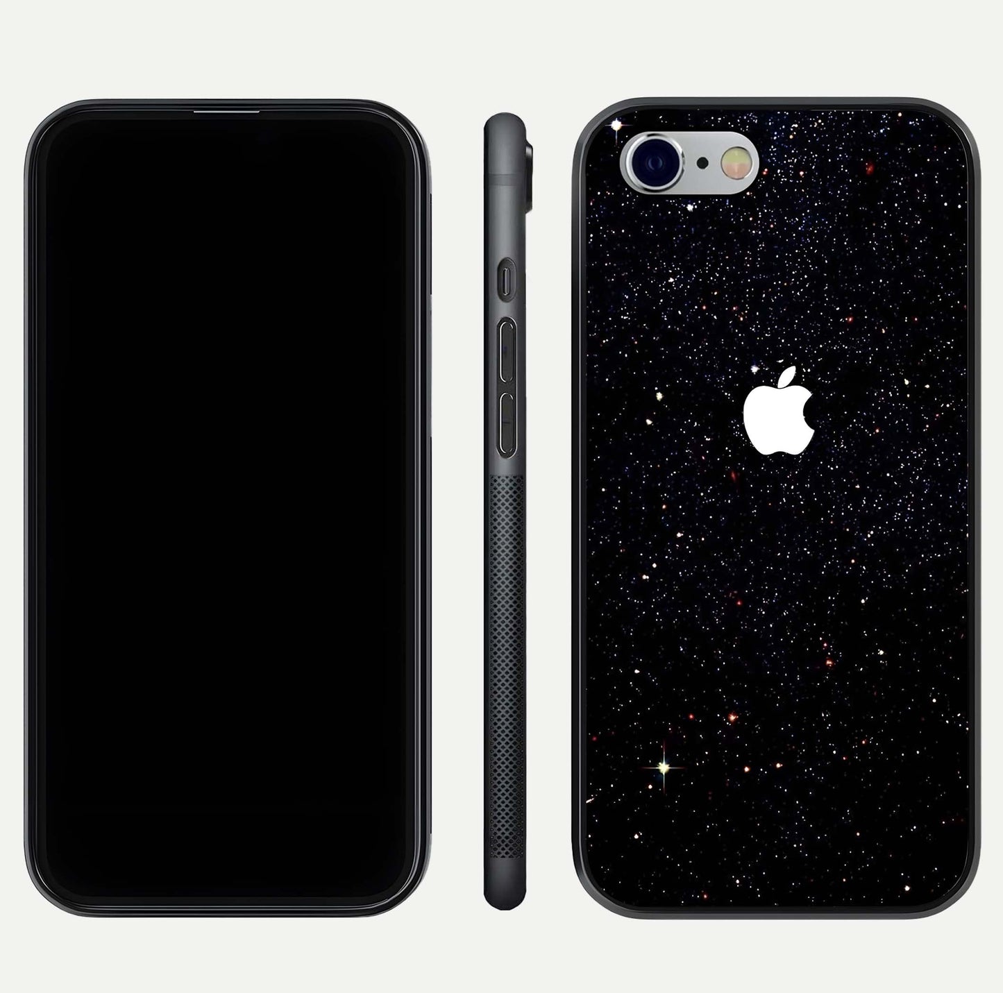Starry Apple Galaxy Glass Case for iPhone 16 Pro front & back layout showing cosmic tones and sleek edge