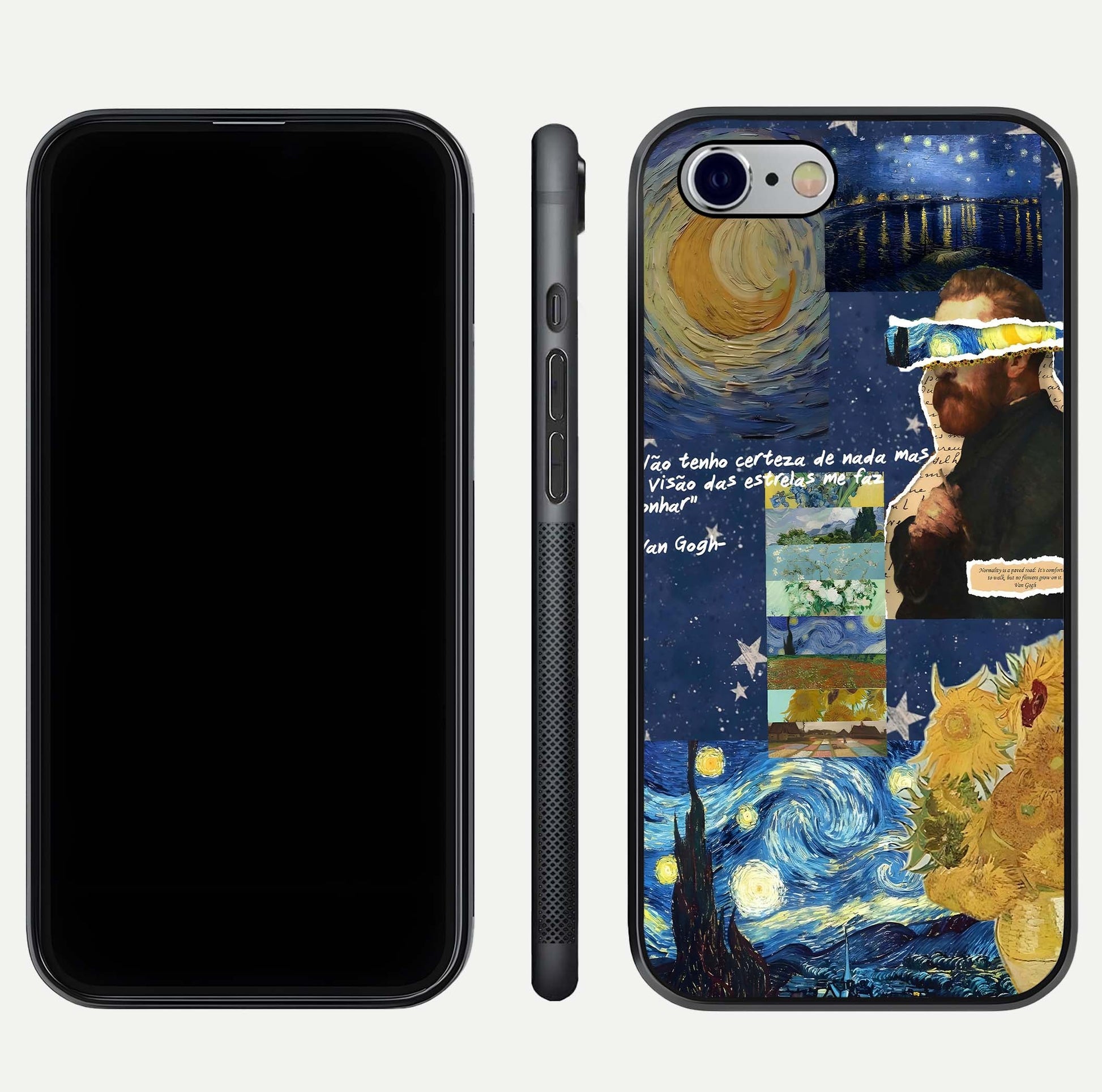 Starry Dream Vision Glass Case for iPhone 16 Pro front & back layout showing star blend and smooth edges