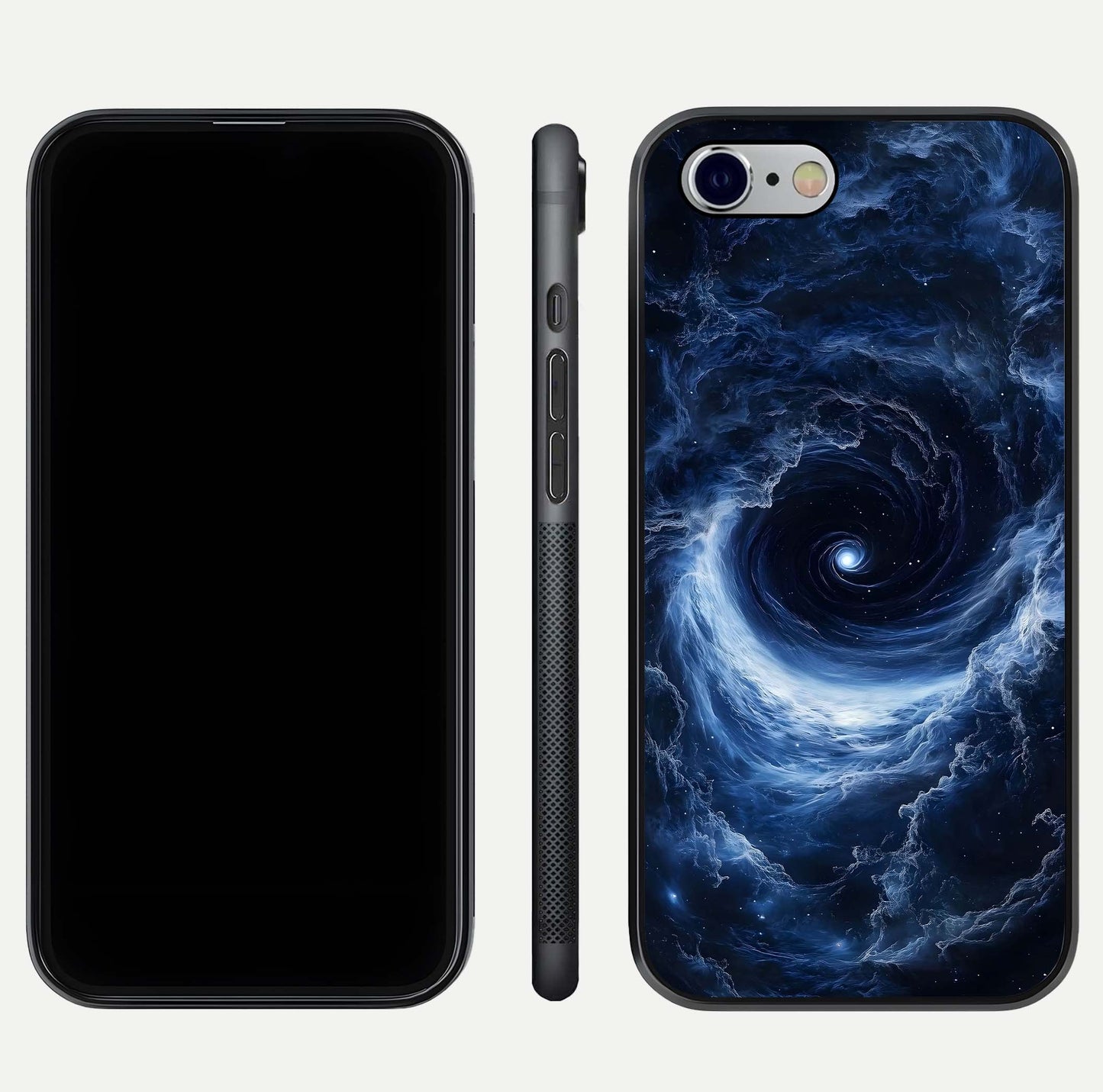 Stunning Galaxy Glass Case for iPhone 16 Pro front & back layout showing deep cosmic hues and clean edges