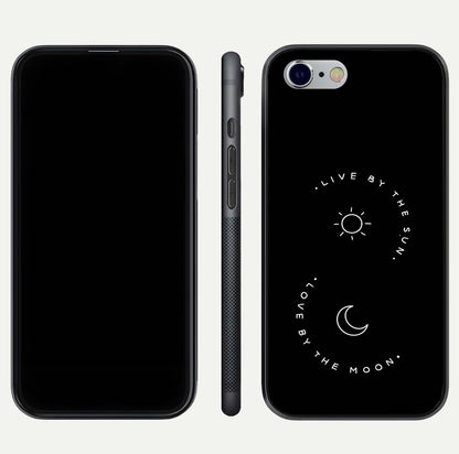 Sun Moon Balance Glass Case for iPhone 16 Pro front & back layout showing smooth gradient and balanced design