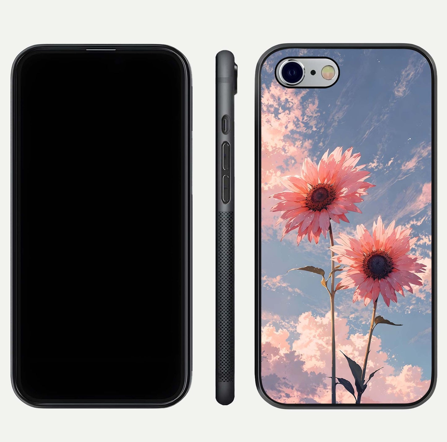 Sunlit Daisy Glow Glass Case for iPhone 16 Pro front & back layout showing vibrant sunlight hues and clean edge
