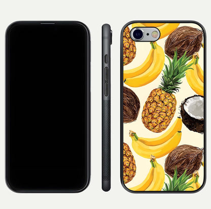 Tropical Fruit Mood Glass Case for iPhone 16 Pro front & back layout showing playful tones and clean edge