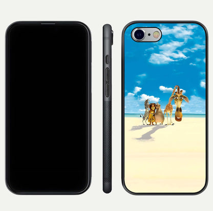 Tropical Fun Squad Glass Case for iPhone 16 Pro front & back layout showing fun pattern and smooth edges