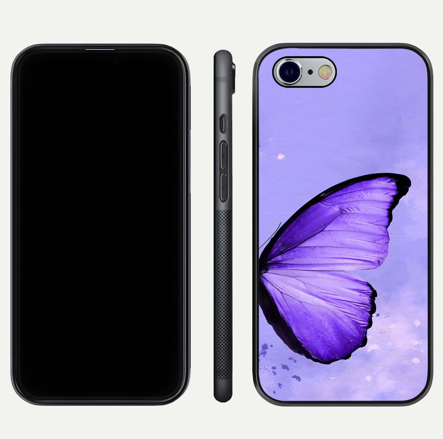 Violet Dream Wing Glass Case for iPhone 16 Pro front & back layout showing violet tones and smooth edges