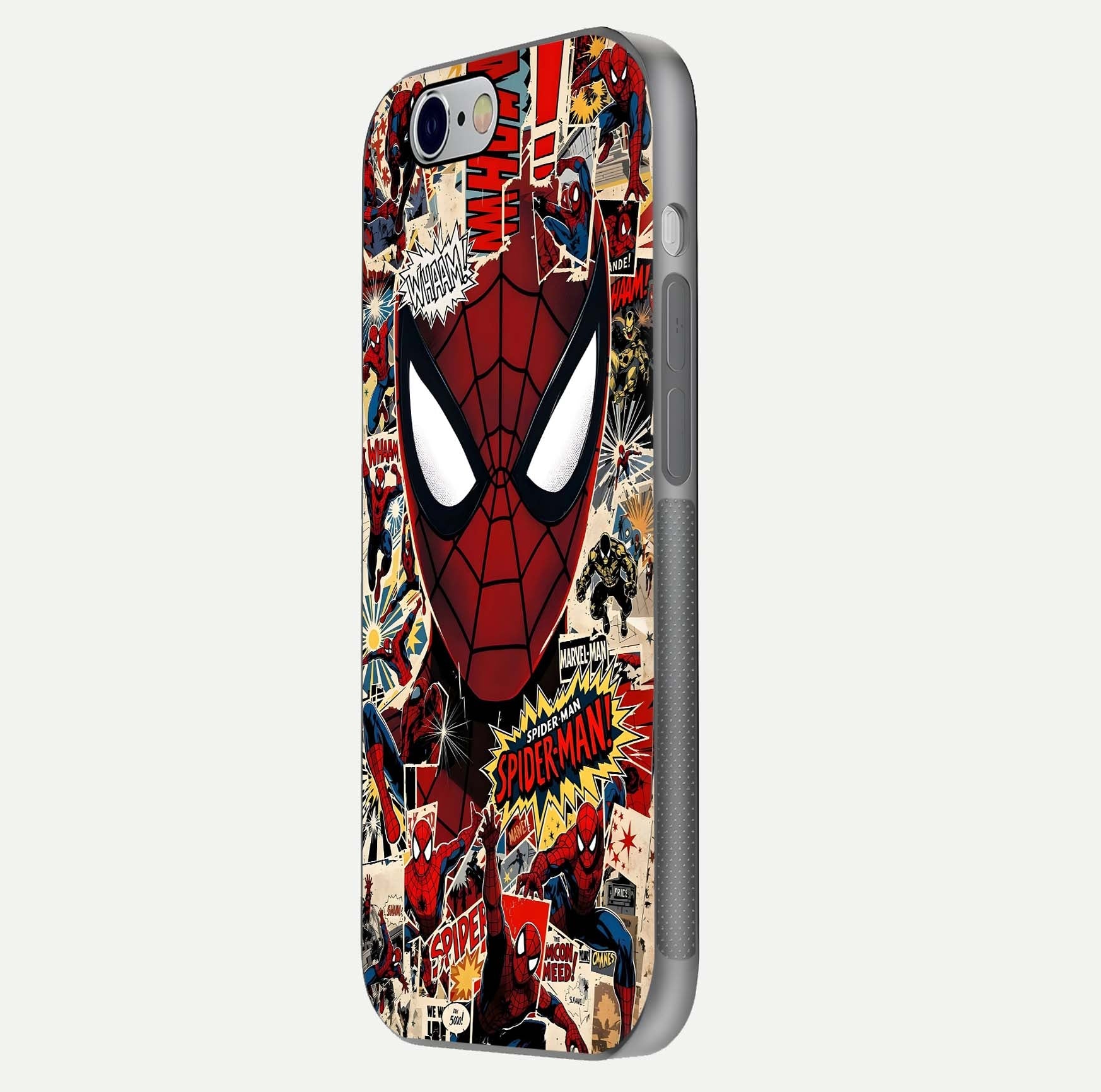 Aesthetic Wonder Spider Glass Case for iPhone 16 Pro side-angle shot showing red-blue tones and durable protective frame