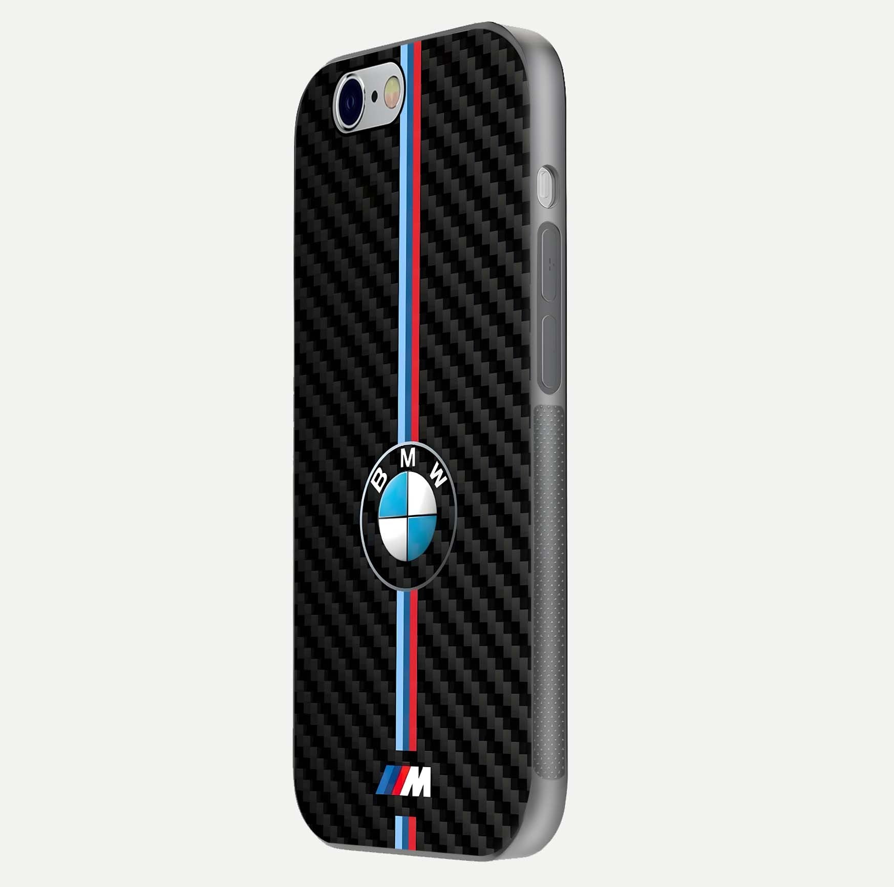 BMW Pattern Glass Case for iPhone 16 Pro side-angle image showing edge finish and luxury car-inspired shine