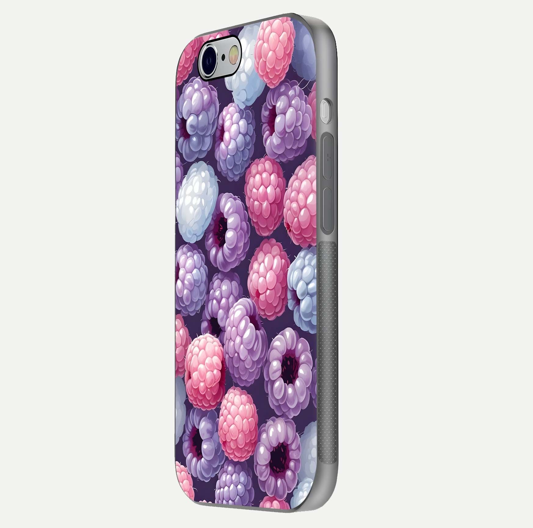 Berry Candy Pop Glass Case for iPhone 16 Pro side-angle image with bright color tones and smooth reflection
