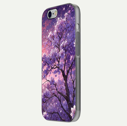 Blossom Tree Glass Case for iPhone 16 Pro side-angle image showing floral tree artwork and reflection gloss
