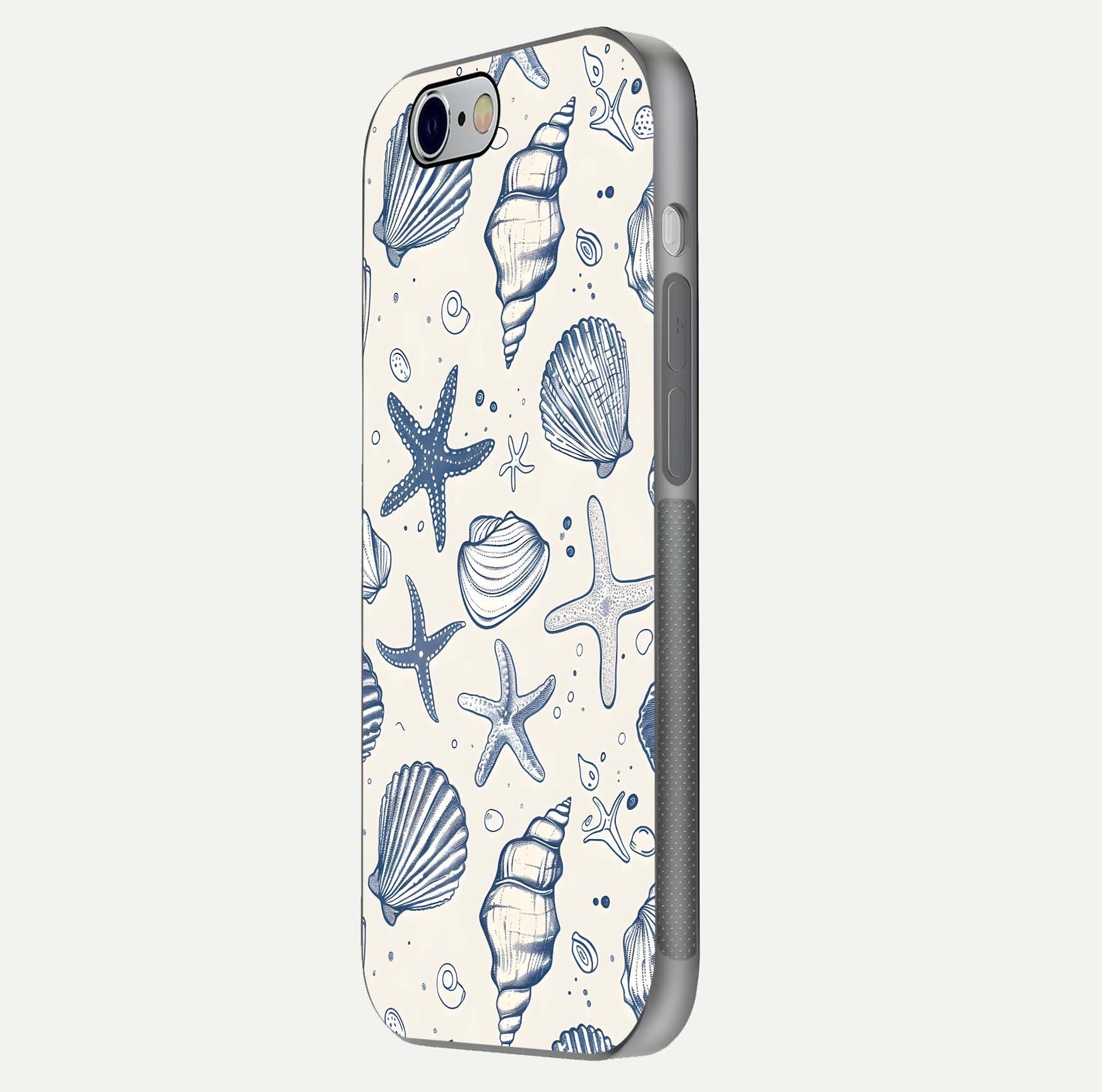Blue Ocean Outline Glass Case for iPhone 16 Pro side-angle view showing clear edge lines and oceanic blue glow