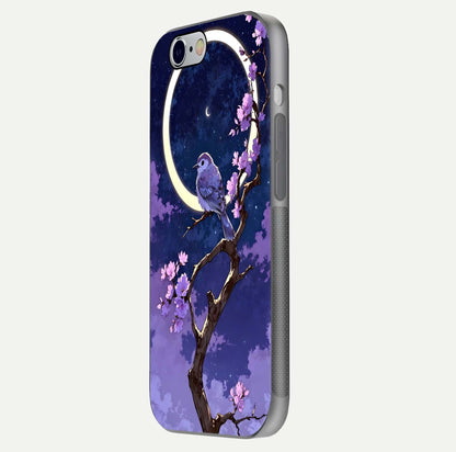 Celestial Bird Blossom Glass Case for iPhone 16 Pro side-angle image showing detailed wings and glossy polish