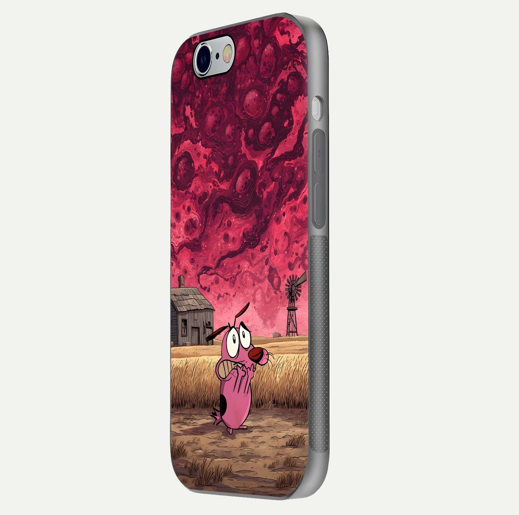 Courage Under Sky Glass Case for iPhone 16 Pro side-angle photo showing gloss tone and curve highlight
