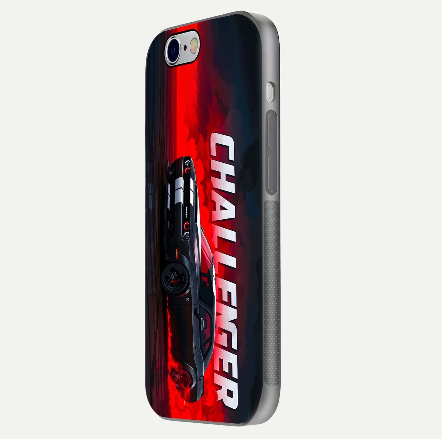 Crimson Challenger Fury Glass Case for iPhone 16 Pro side-angle image showing curve reflection and red finish