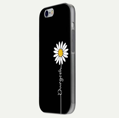 Custom Name White Flower Glass Case for iPhone 16 Pro side-angle photo showing reflection shine and name clarity