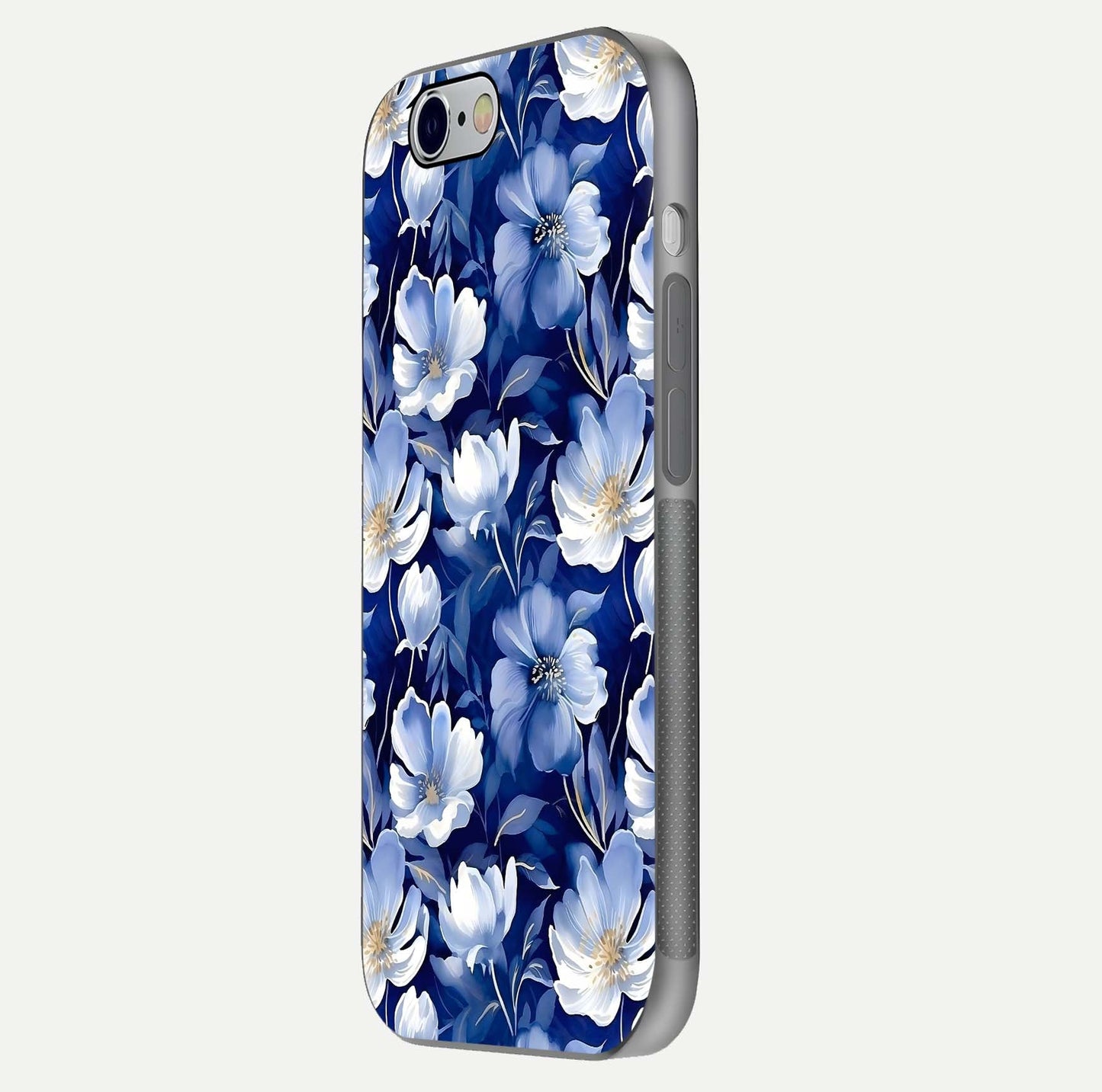 Cute Floral Patterns Glass Case for iPhone 16 Pro side-angle image showing polished surface and gloss tone