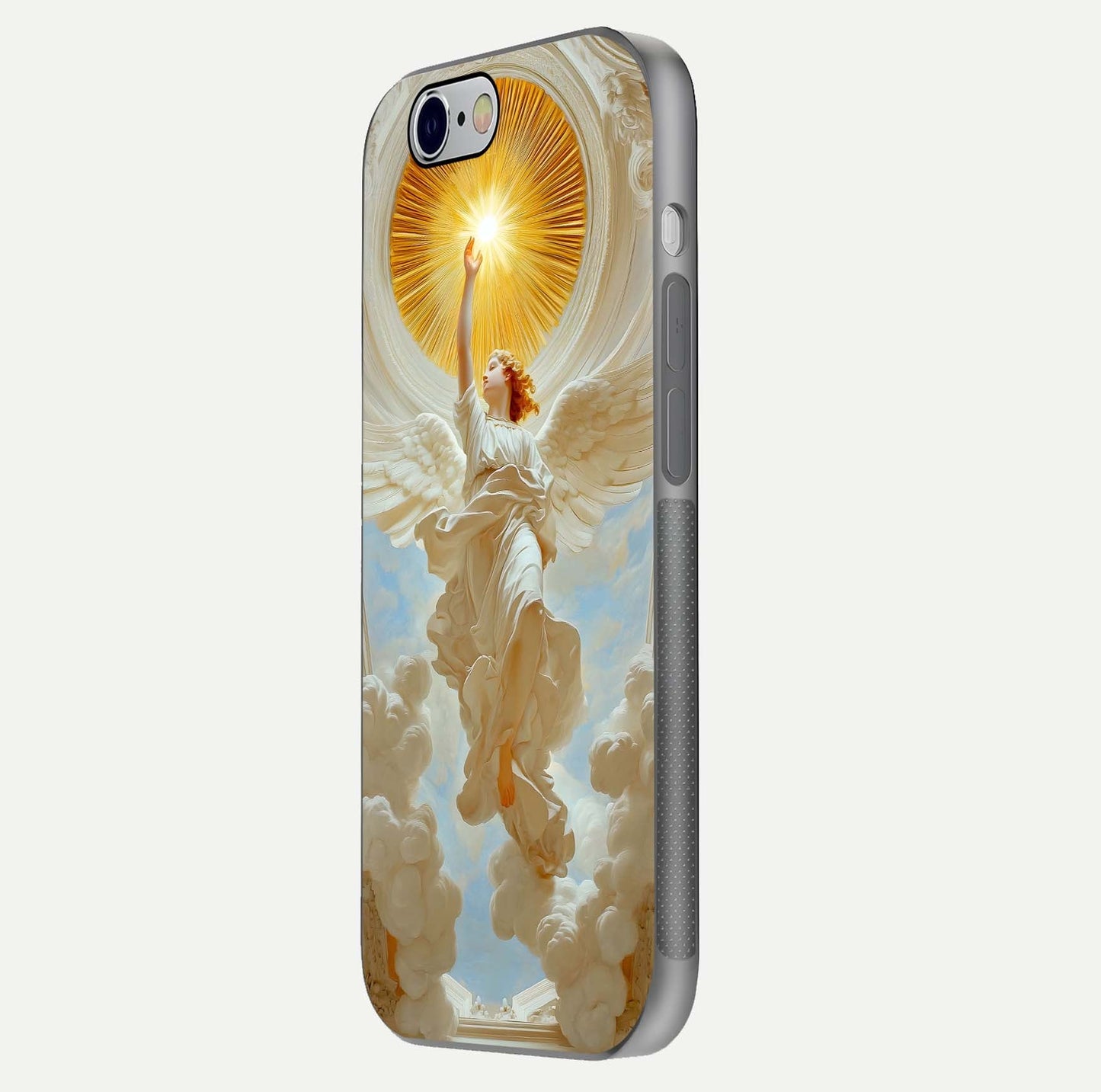Divine Light Angel Glass Case for iPhone 16 Pro side-angle image capturing reflection shine and edge finish