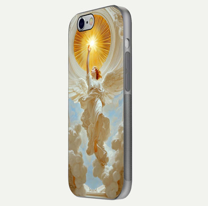Divine Light Angel Glass Case for iPhone 16 Pro side-angle image capturing reflection shine and edge finish
