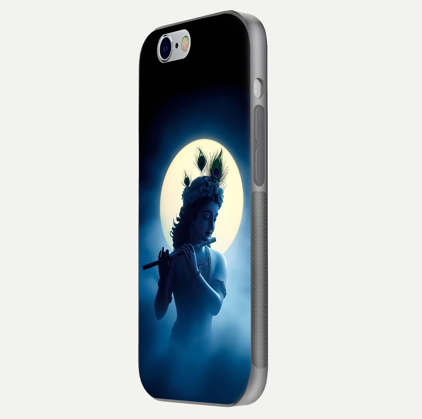 Divine Moon Flute Glass Case for iPhone 16 Pro side-angle image capturing reflection depth and soft color