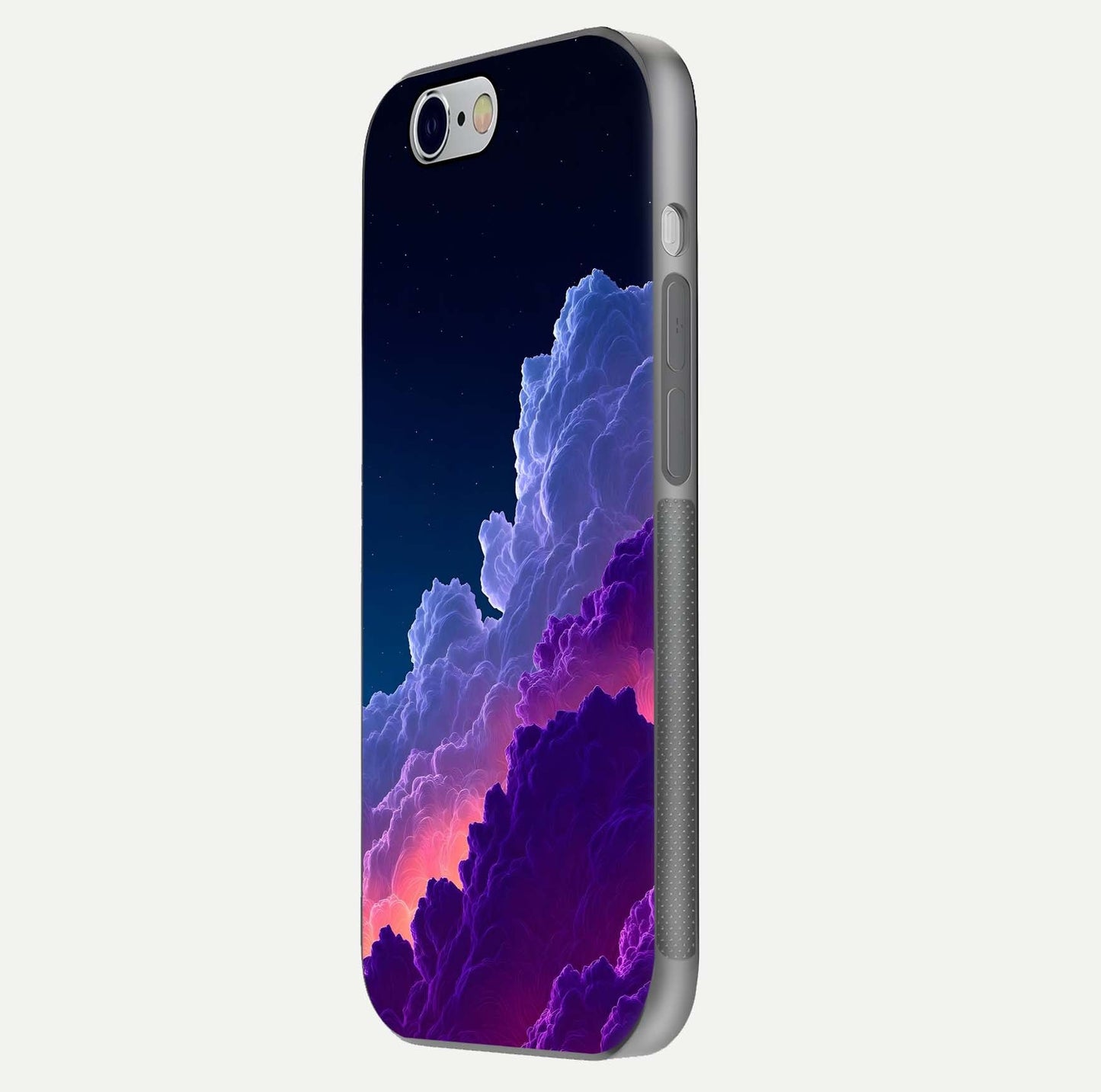 Dreamy Cloud Skies Glass Case for iPhone 16 Pro side-angle image showing reflection clarity and polish