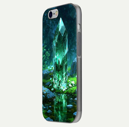 Emerald Light Crystal Glass Case for iPhone 16 Pro side-angle image showing gloss reflection and curved border