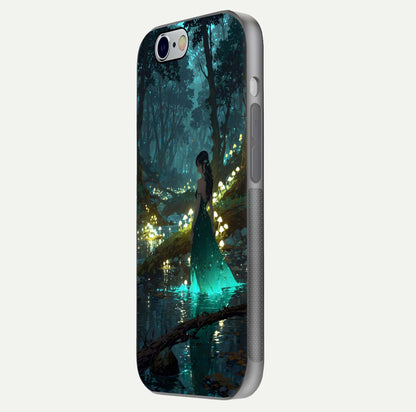 Enchanted Forest Glow Glass Case for iPhone 16 Pro side-angle image capturing shine reflection and rich detail