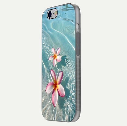 Floating Bloom Bliss Glass Case for iPhone 16 Pro side-angle photo showing smooth reflection and elegant curve