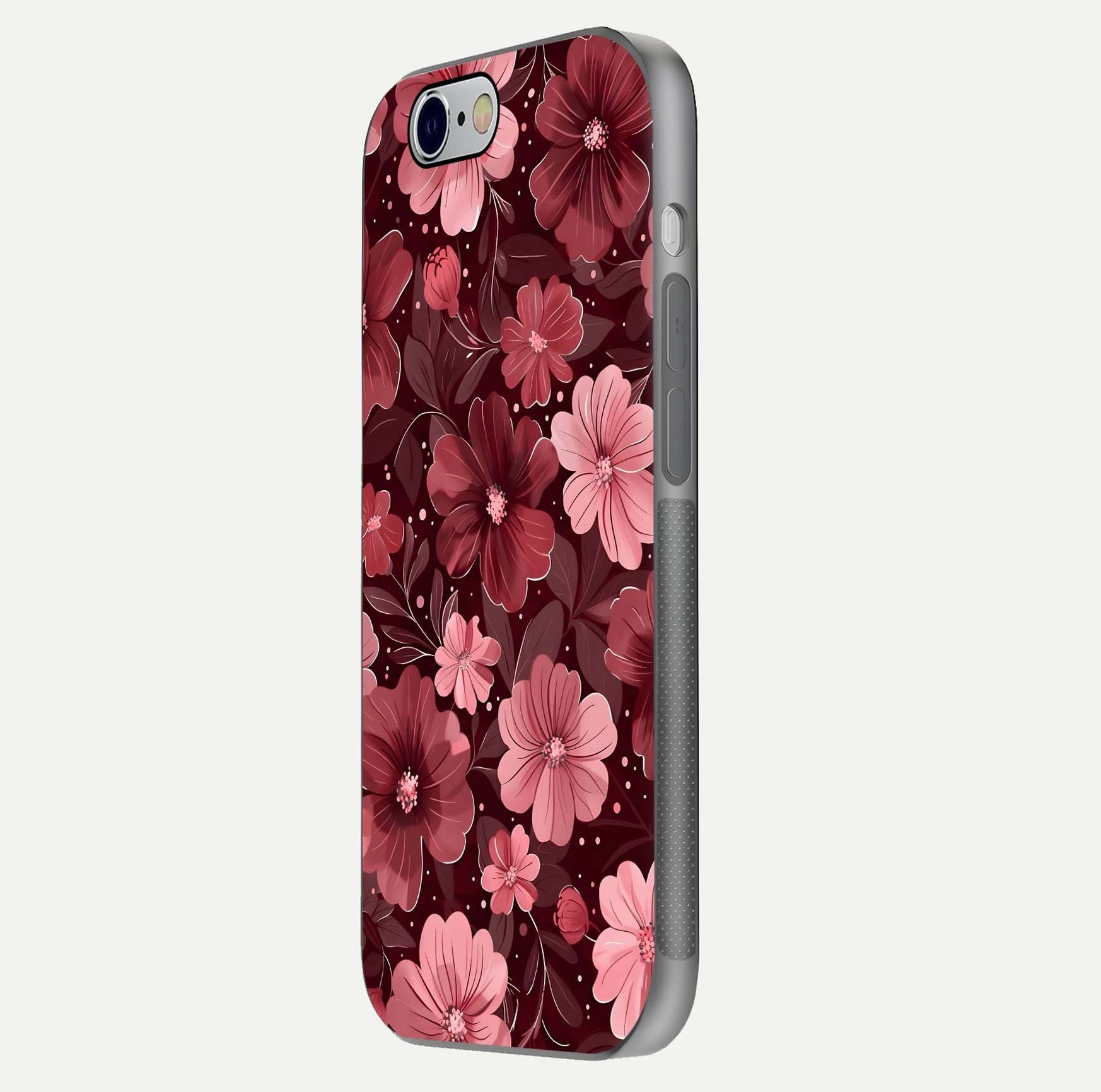 Flower Blush Bloom Glass Case for iPhone 16 Pro side-angle photo showing glass reflection and delicate hues