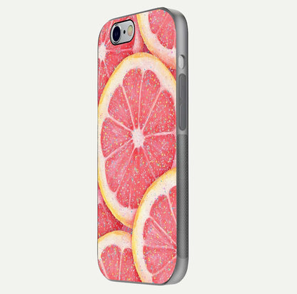 Glitter Grapefruit Glass Case for iPhone 16 Pro side-angle image showing reflection glow and polished edges