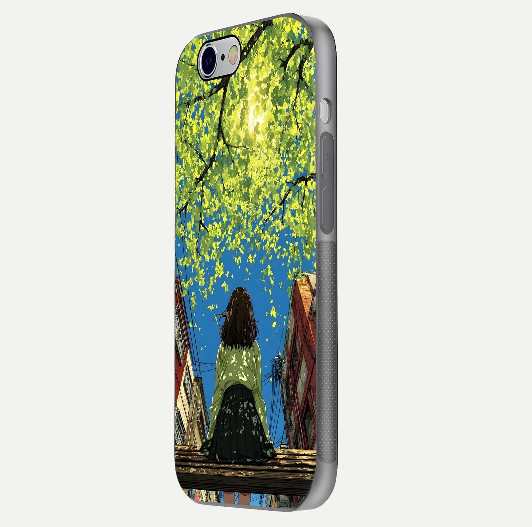 Golden Leaves Glow Glass Case for iPhone 16 Pro side-angle image showing reflection polish and elegant pattern