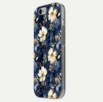 Golden Midnight Bloom Glass Case for iPhone 16 Pro side-angle image showing shine depth and elegant edge design